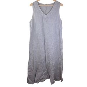 Francesca Bettini 100% Linen Made‎ in Italy Size Large Gray Midi Dress Classic